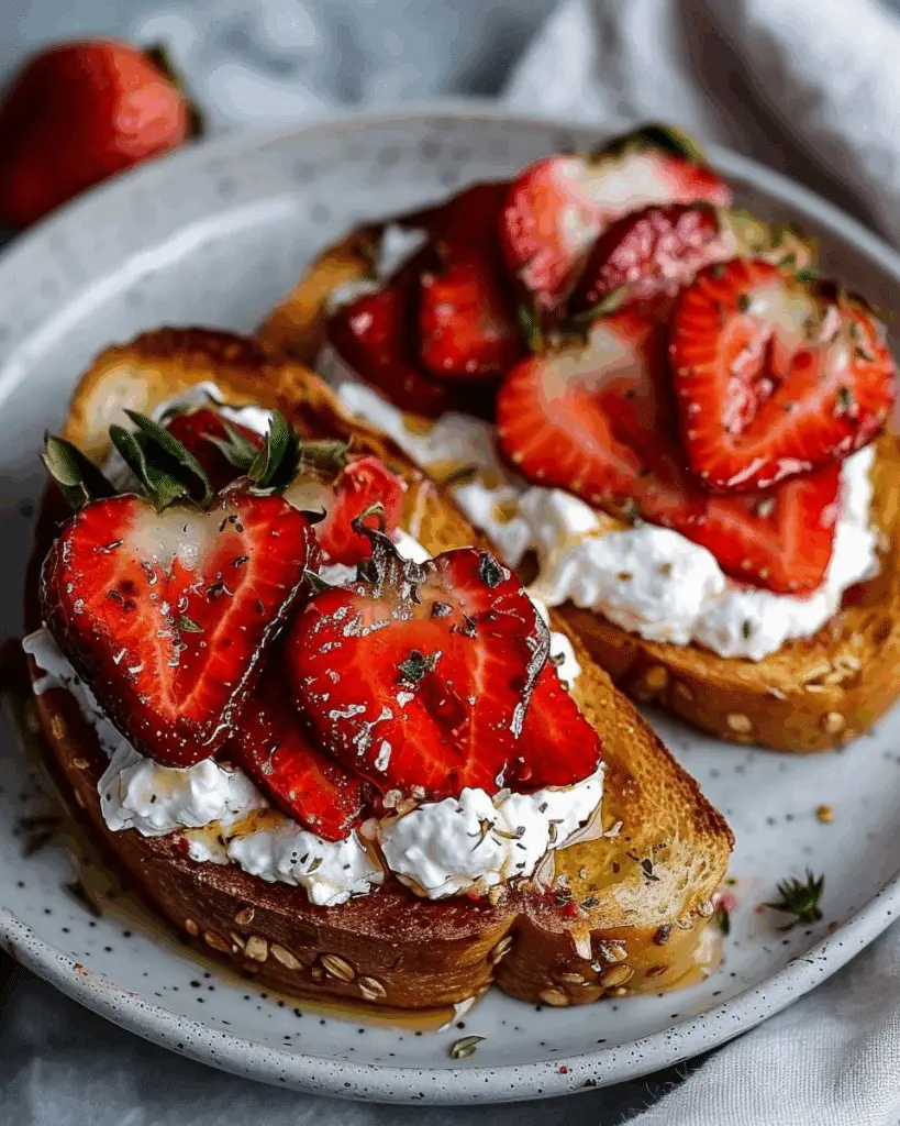 Roasted Strawberry Whipped Ricotta Toast