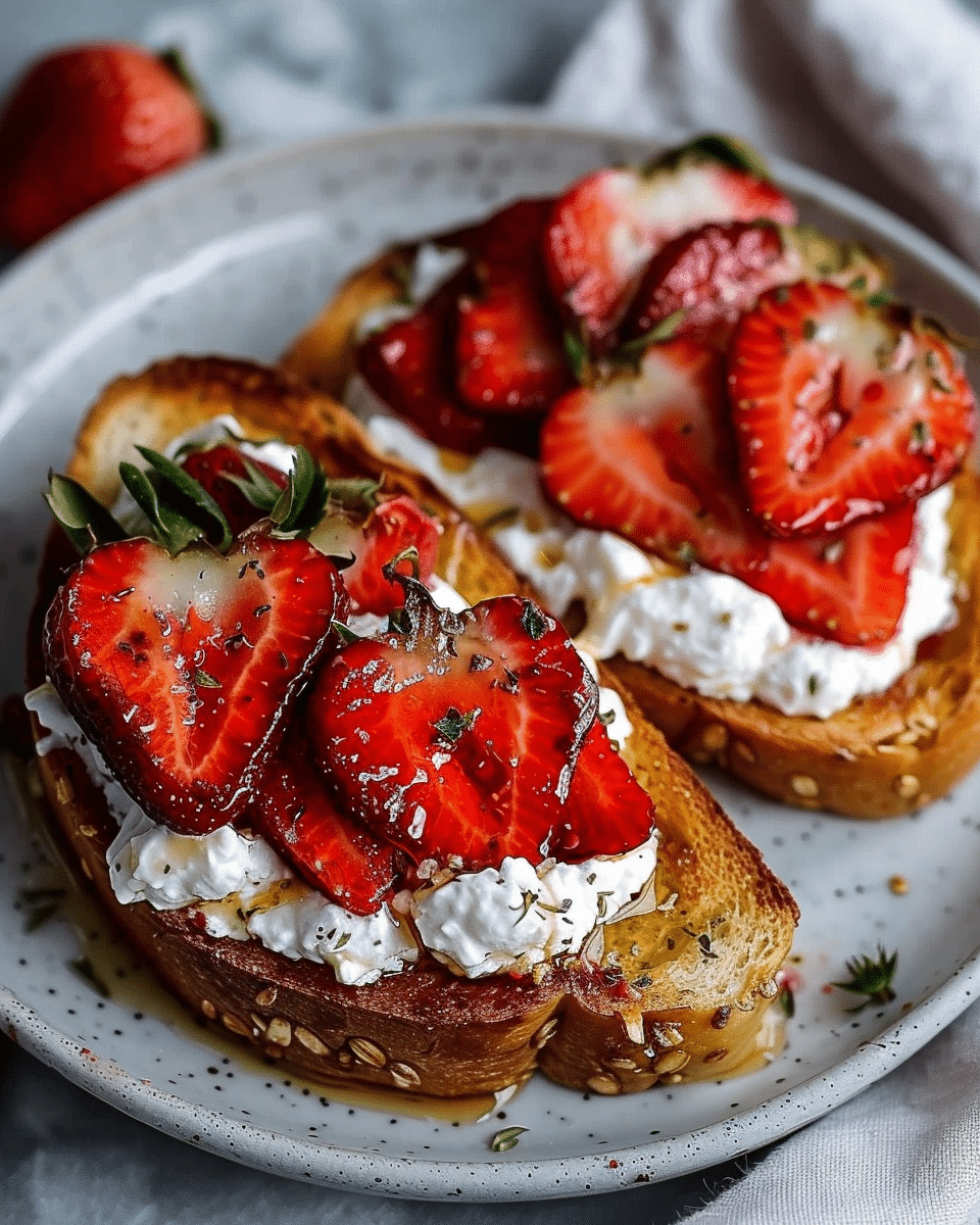 Roasted Strawberry Whipped Ricotta Toast