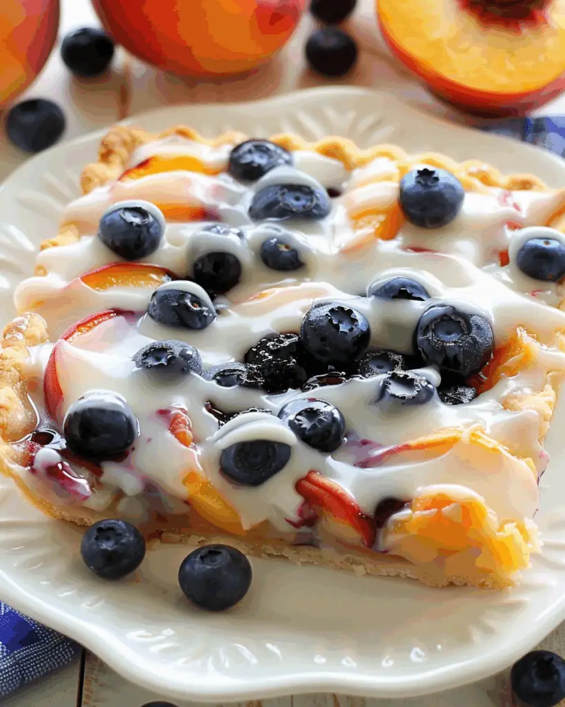 Easy Blueberry Peach Tart with Vanilla Glaze
