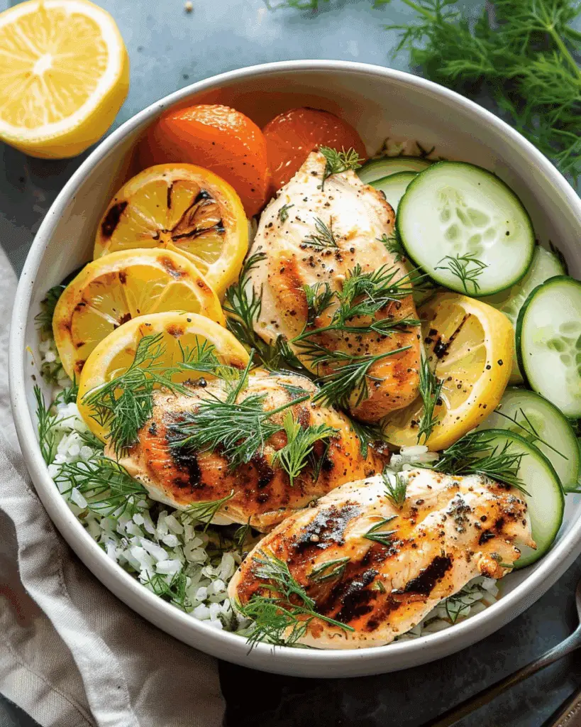 Mediterranean Lemon-Dill Chicken Bowls