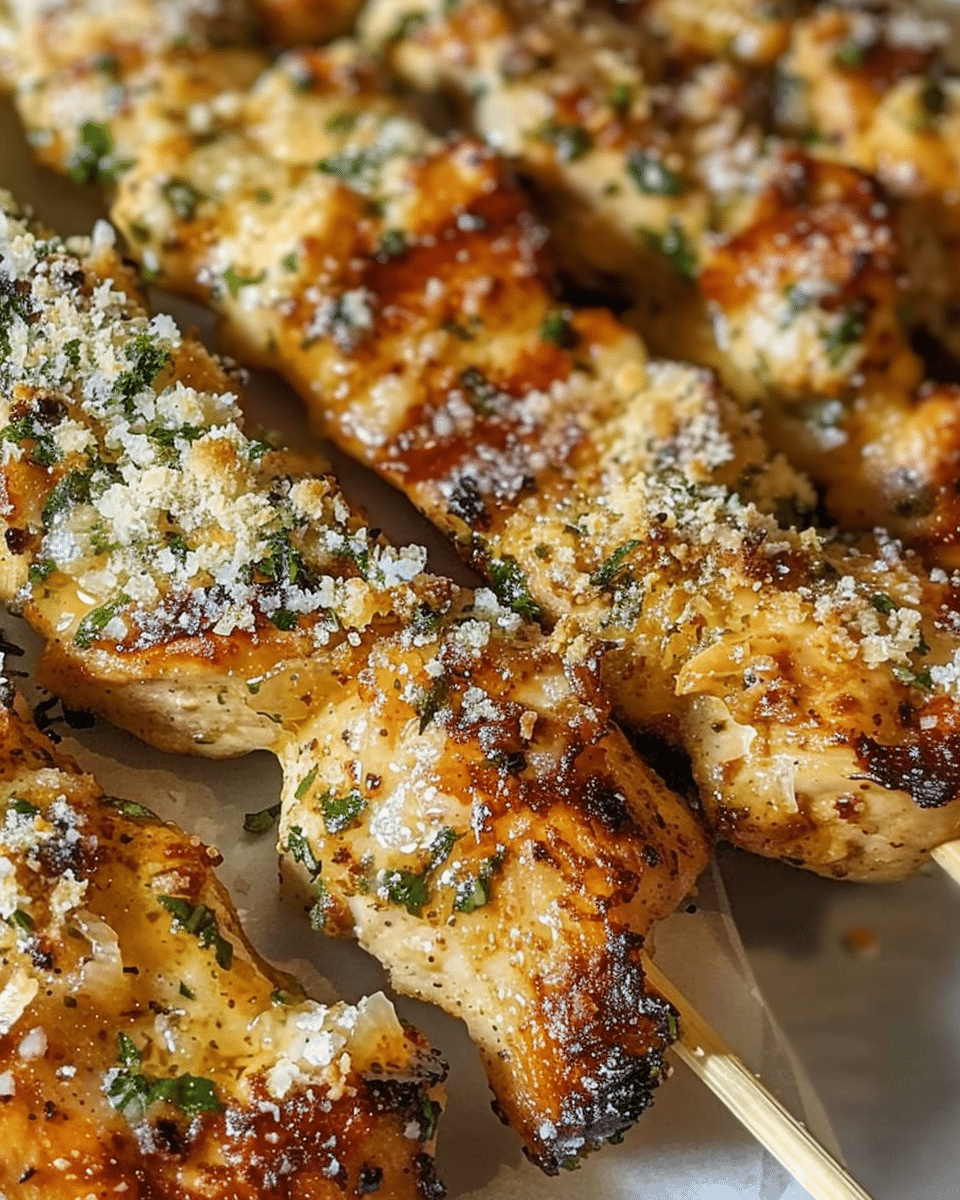 Ranch Garlic Parmesan Chicken Skewers