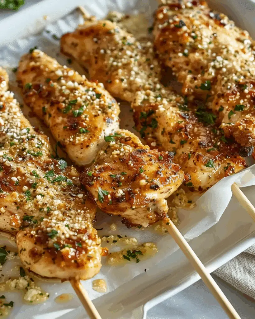 Ranch Garlic Parmesan Chicken Skewers