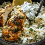 Dump-and-Bake Chicken Tzatziki Rice
