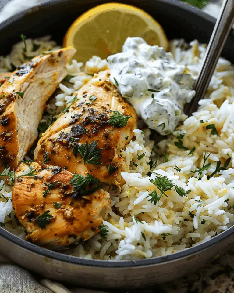Dump-and-Bake Chicken Tzatziki Rice
