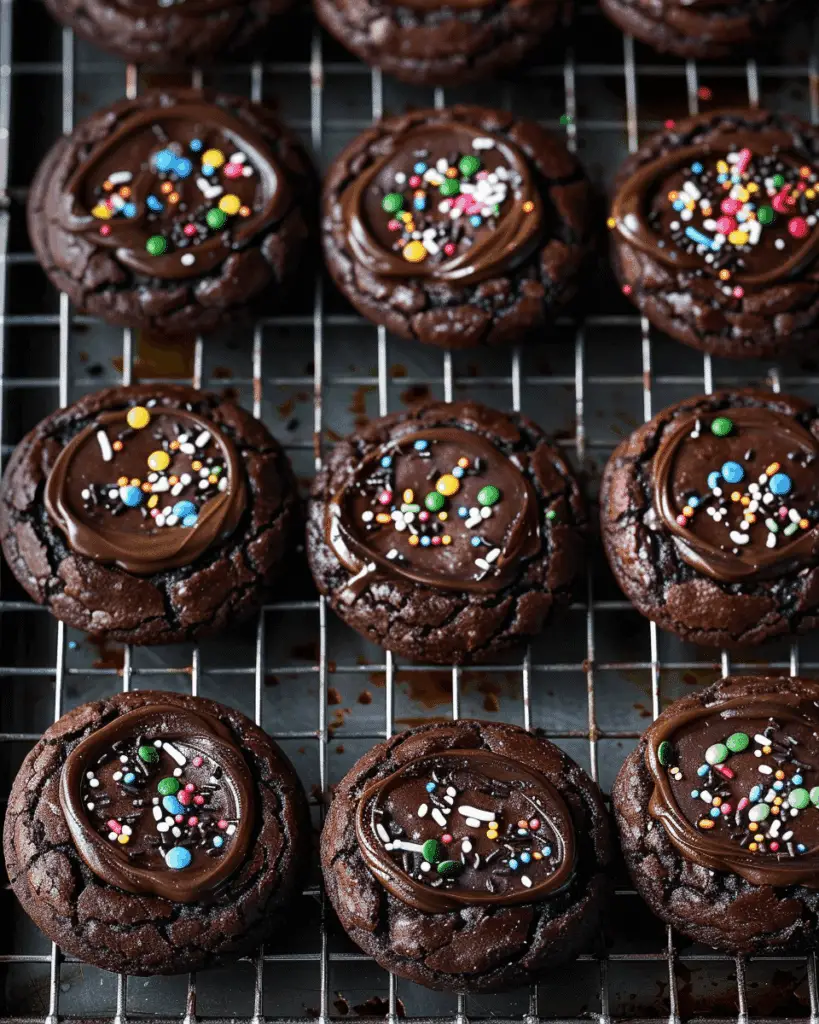 Ganache-Stuffed Cosmic Brownie Cookies