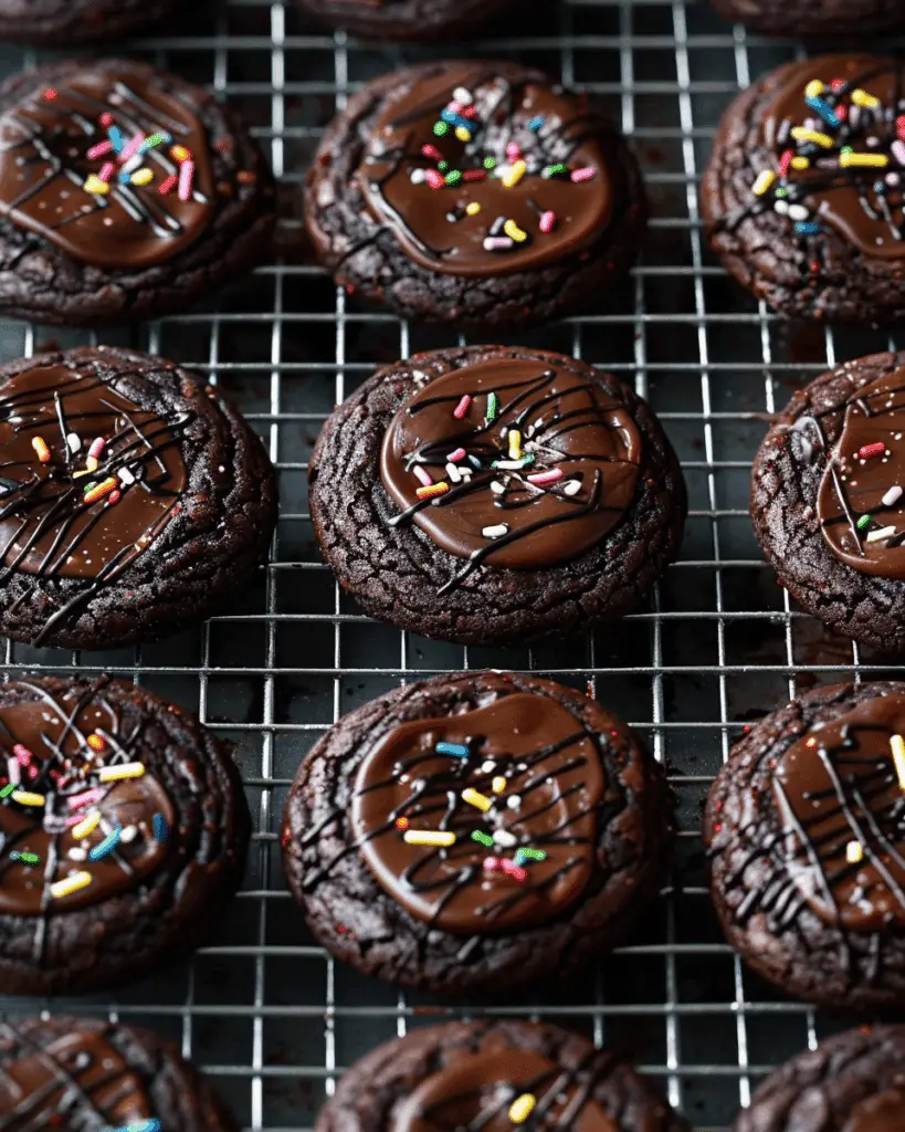Ganache-Stuffed Cosmic Brownie Cookies