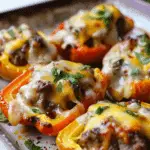 Low-Carb Keto Cheeseburger Stuffed Peppers