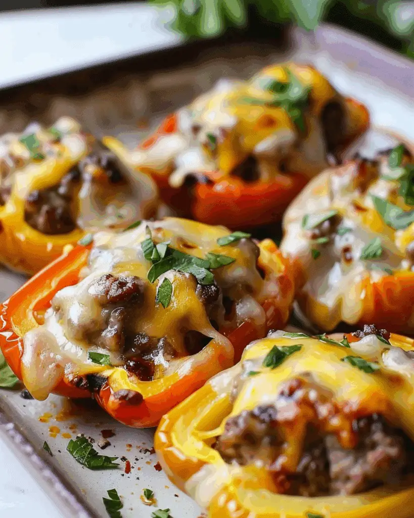 Low-Carb Keto Cheeseburger Stuffed Peppers
