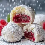 Raspberry Filled Almond Snowball Cookies