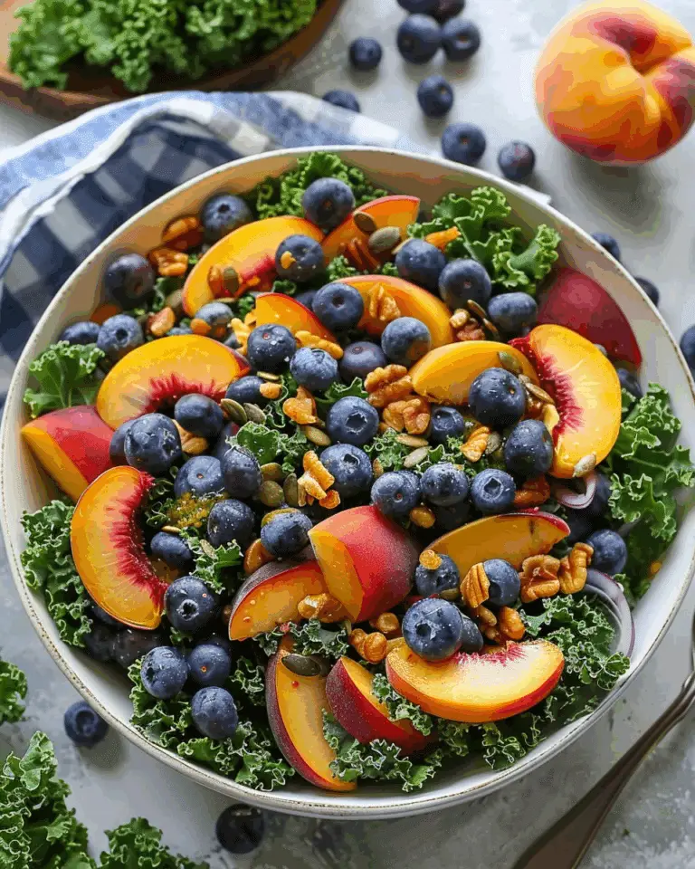 Summer Peach and Blueberry Kale Salad