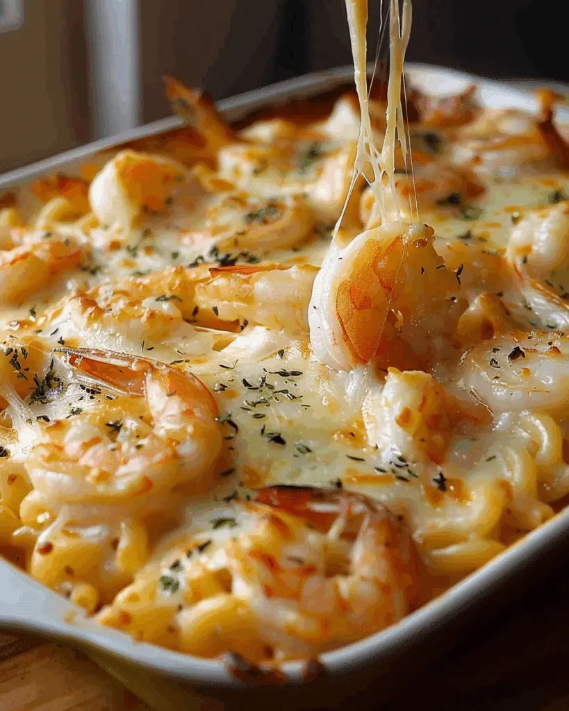 Cheesy Baked Shrimp Pasta