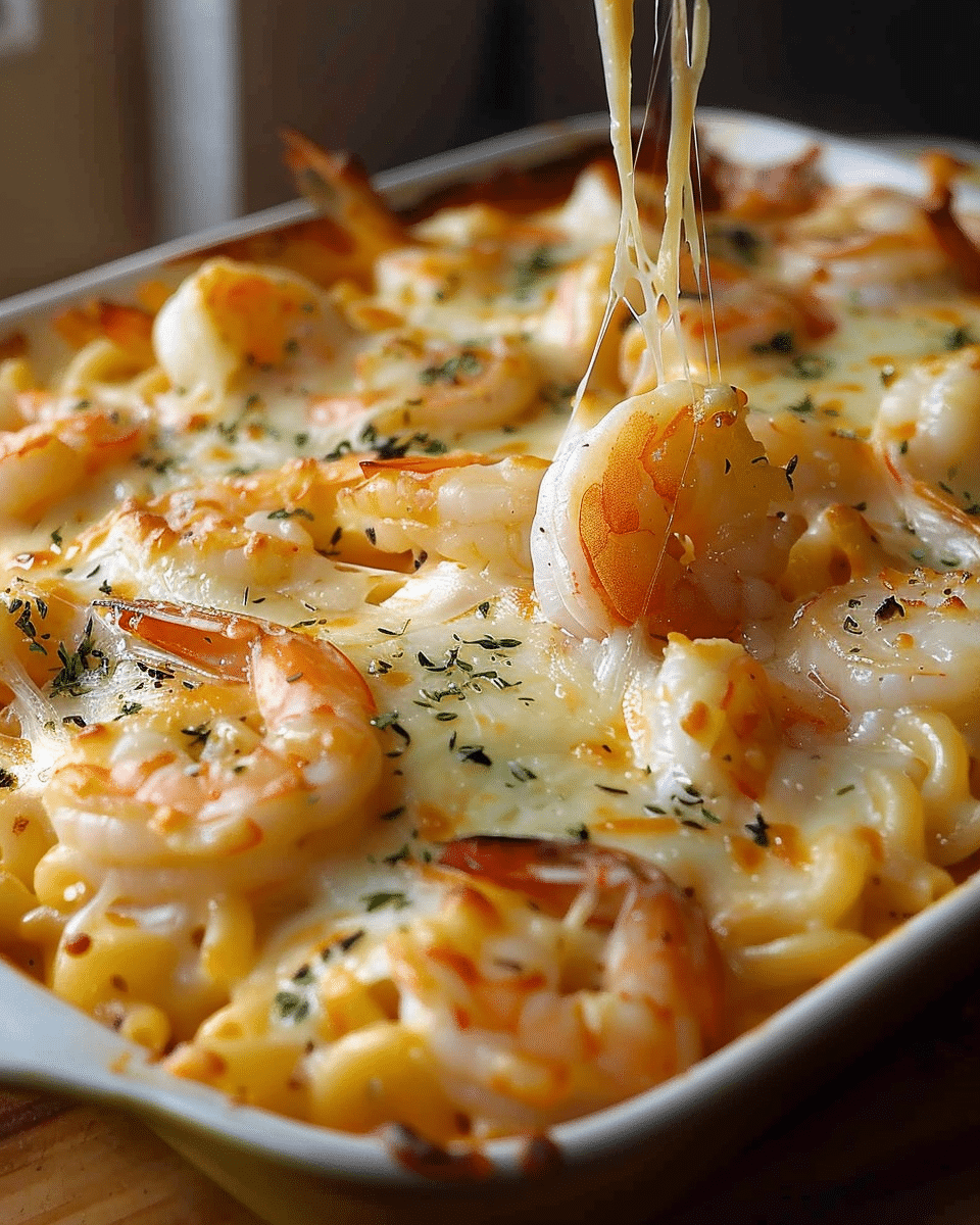 Cheesy Baked Shrimp Pasta
