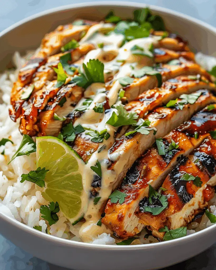 Easy Chicken Rice Bowls with Creamy Garlic Sauce