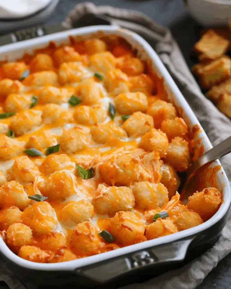 Buffalo Chicken Tater Tot Casserole