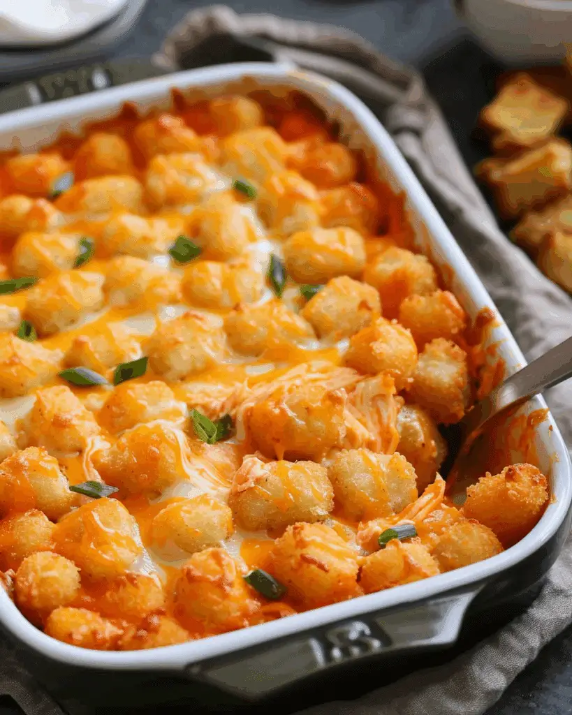 Buffalo Chicken Tater Tot Casserole