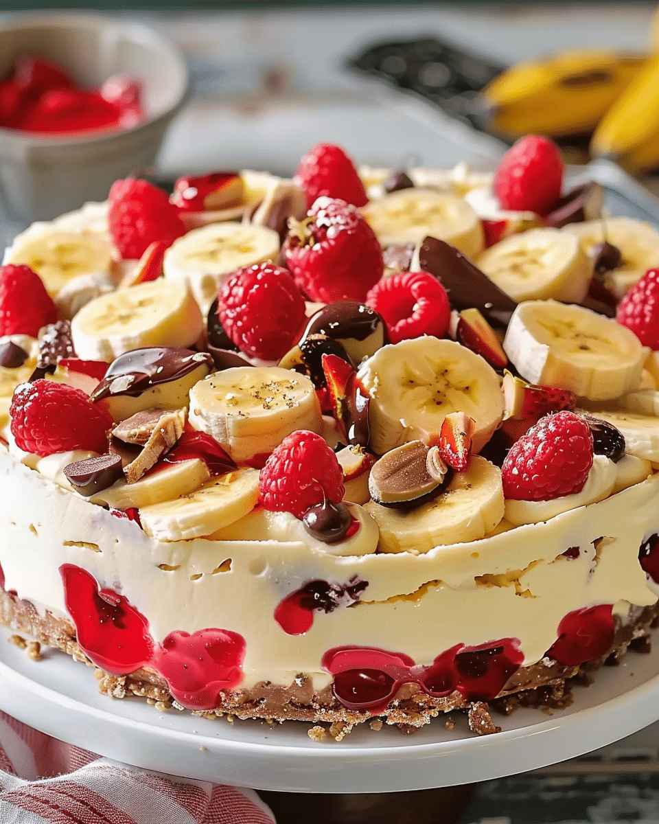 Chilled Banana Split Cheesecake