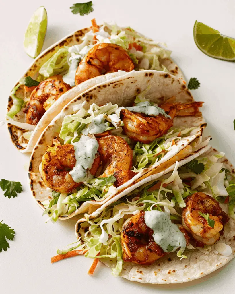 Shrimp Tacos with Creamy Cilantro Lime Sauce