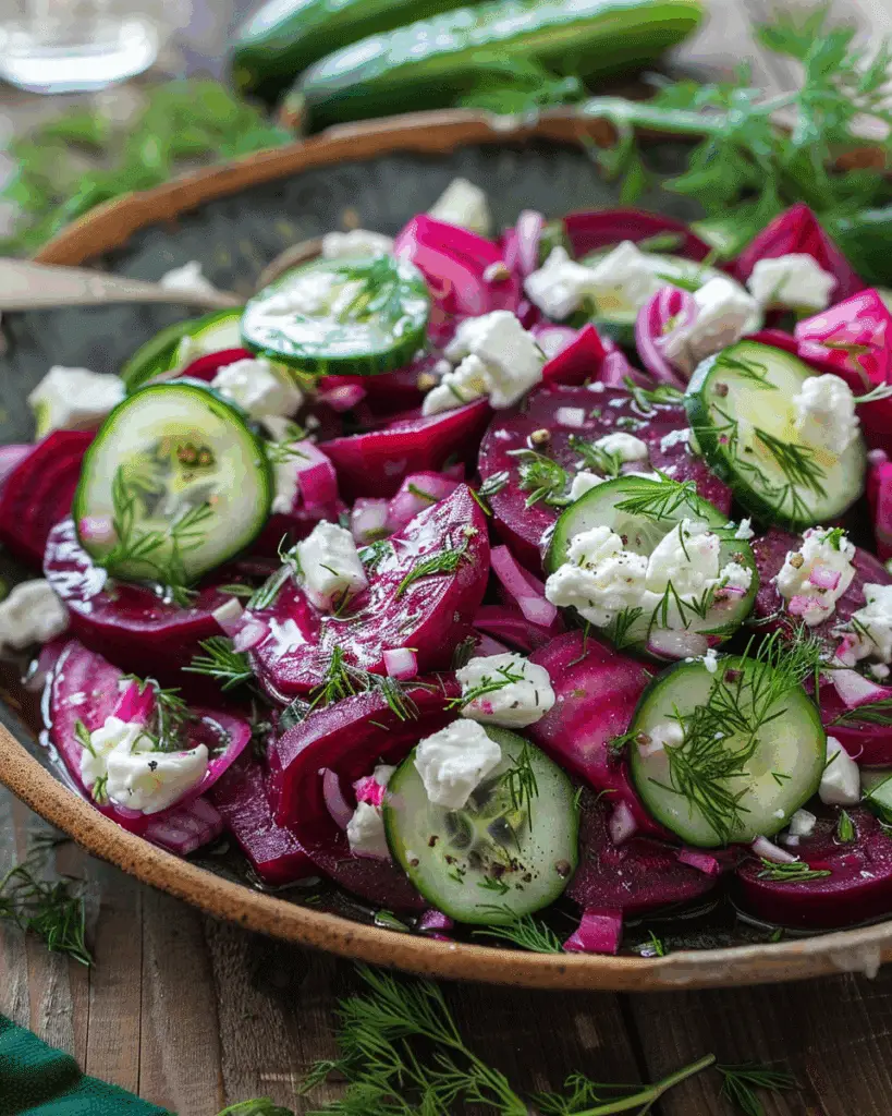 Beet Salad with Feta, Cucumbers, and Dill
