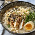 Fiery Chicken Ramen with Creamy Garlic Sauce