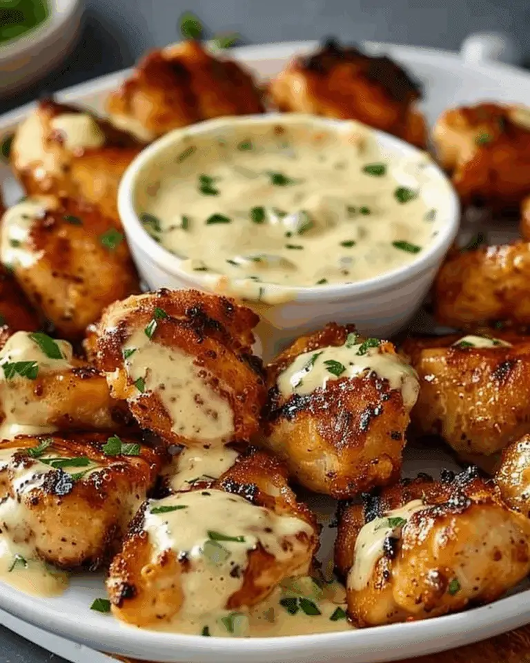 Grilled Chicken Bites with Creamy Garlic Sauce