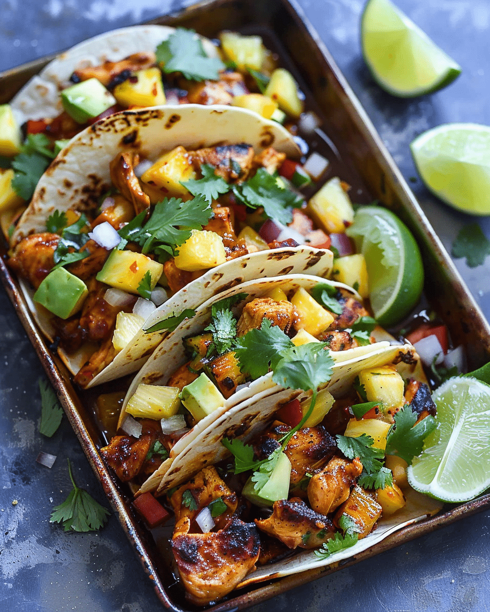 One Pan Chicken and Pineapple Tacos