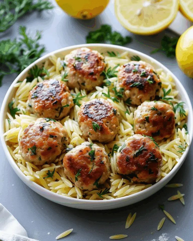 Greek Chicken Meatballs with Lemon Orzo