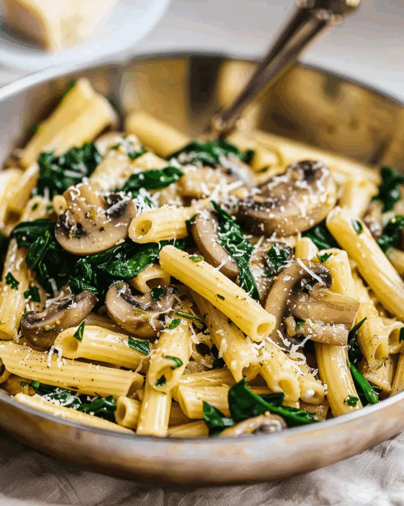 Creamy Parmesan Spinach Mushroom Pasta