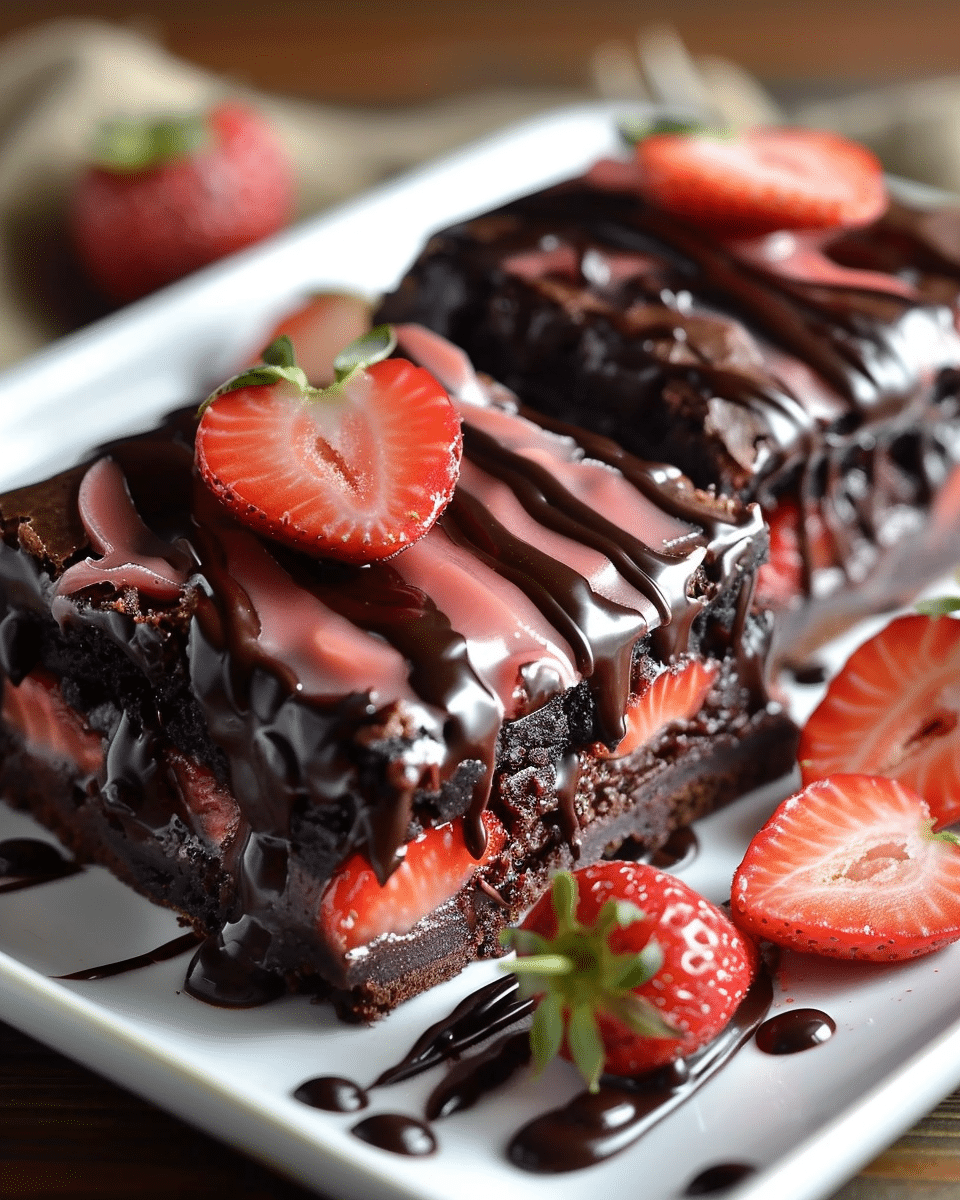 Chocolate Covered Strawberry Brownies