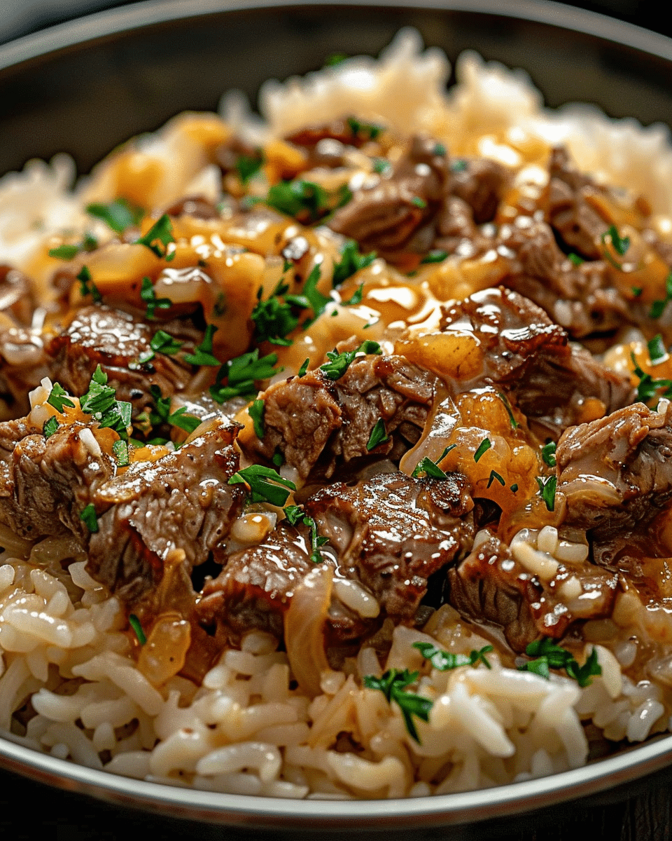 Garlic Butter Beef Rice Skillet