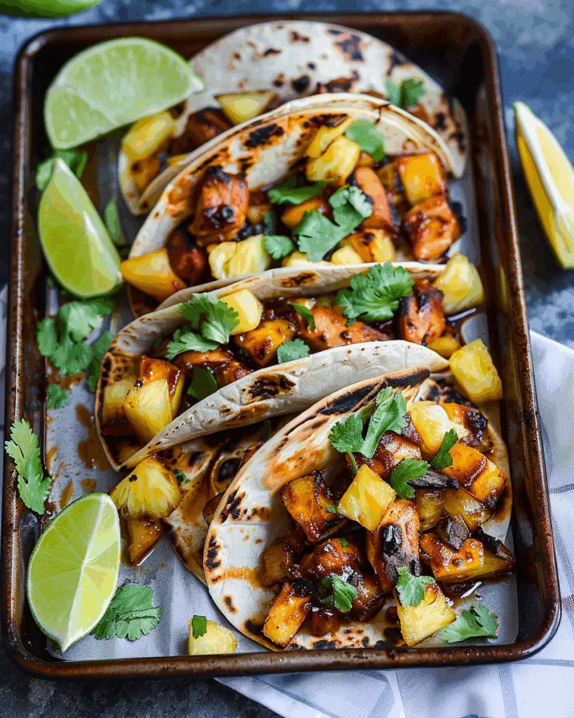 One Pan Chicken and Pineapple Tacos