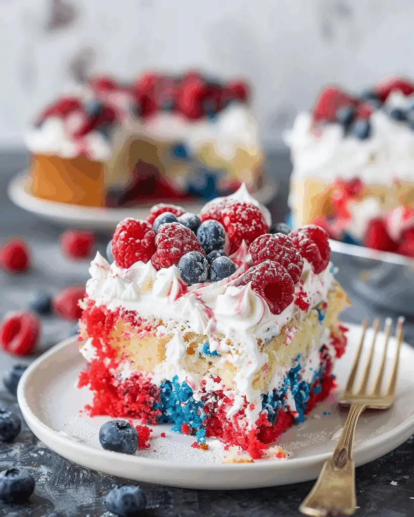 Red, White and Blue Poke Cake for 4th of July