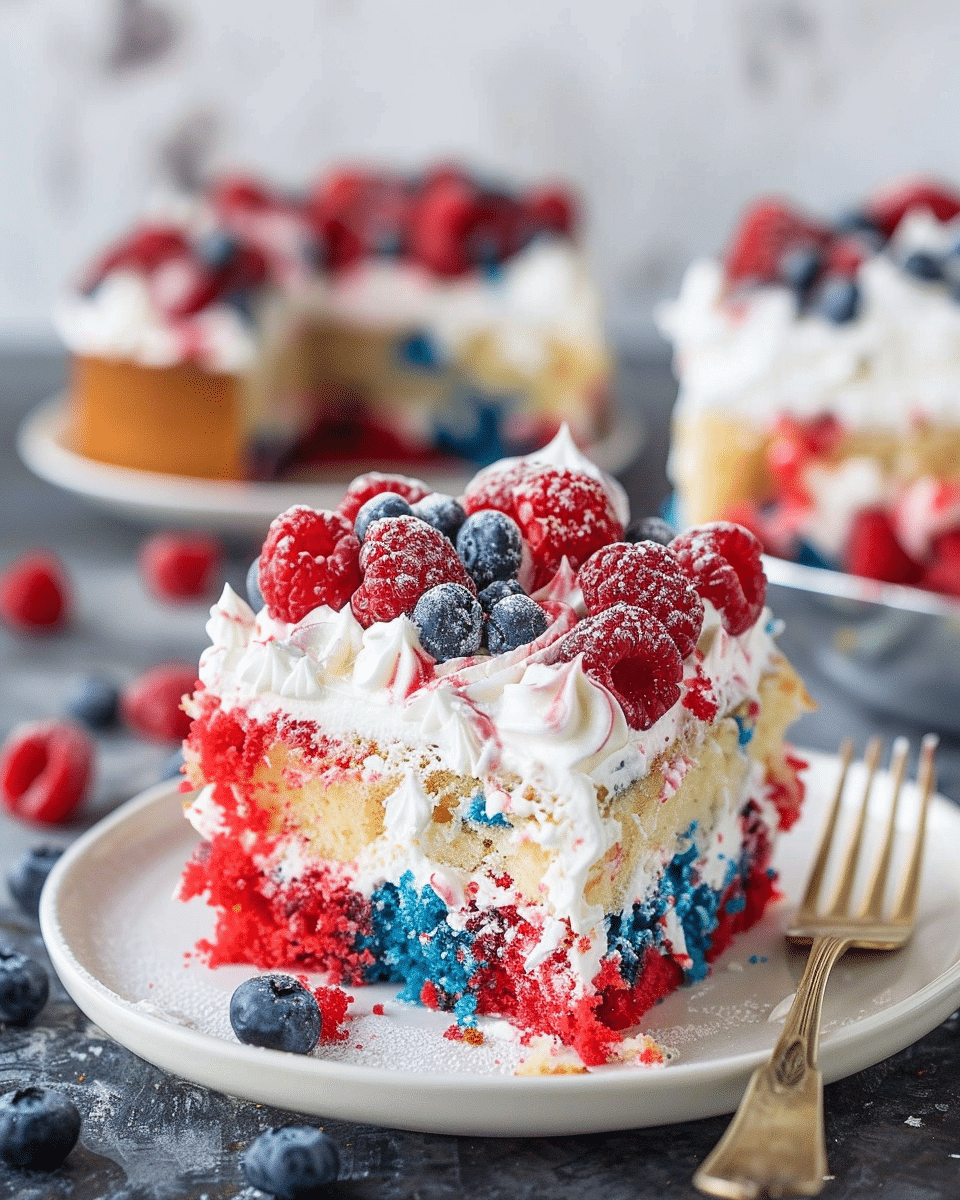 Red, White and Blue Poke Cake for 4th of July