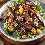 Balsamic Steak Gorgonzola Salad with Grilled Corn