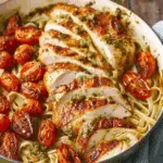 Creamy Pesto Chicken with Roasted Tomatoes