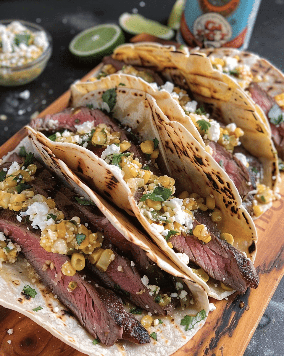 Grilled Steak Elote Tacos