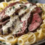Savory Steak Gorgonzola Alfredo with Creamy Parmesan Sauce