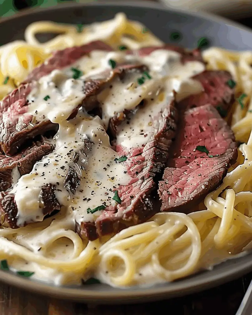 Savory Steak Gorgonzola Alfredo with Creamy Parmesan Sauce