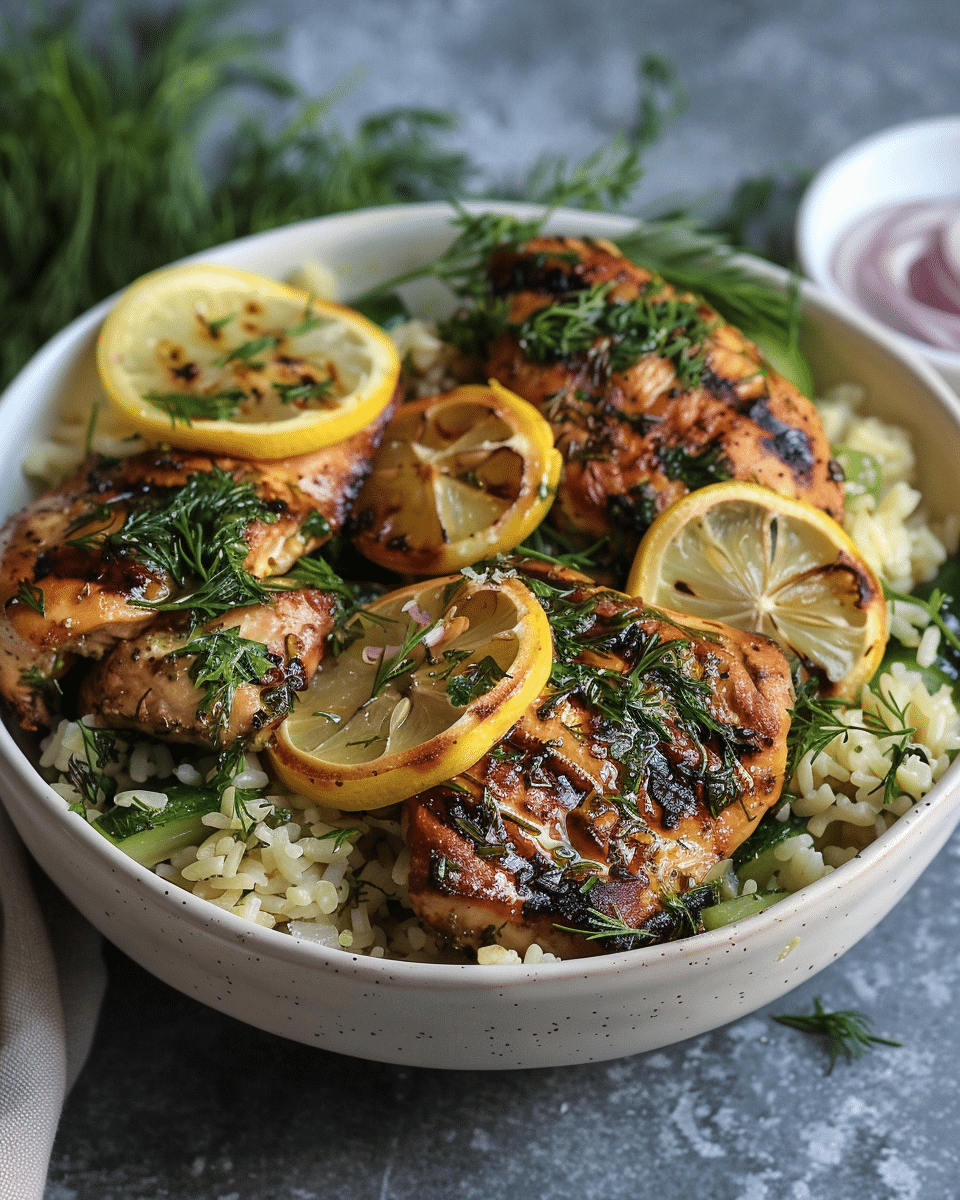 Mediterranean Lemon-Dill Chicken Bowls