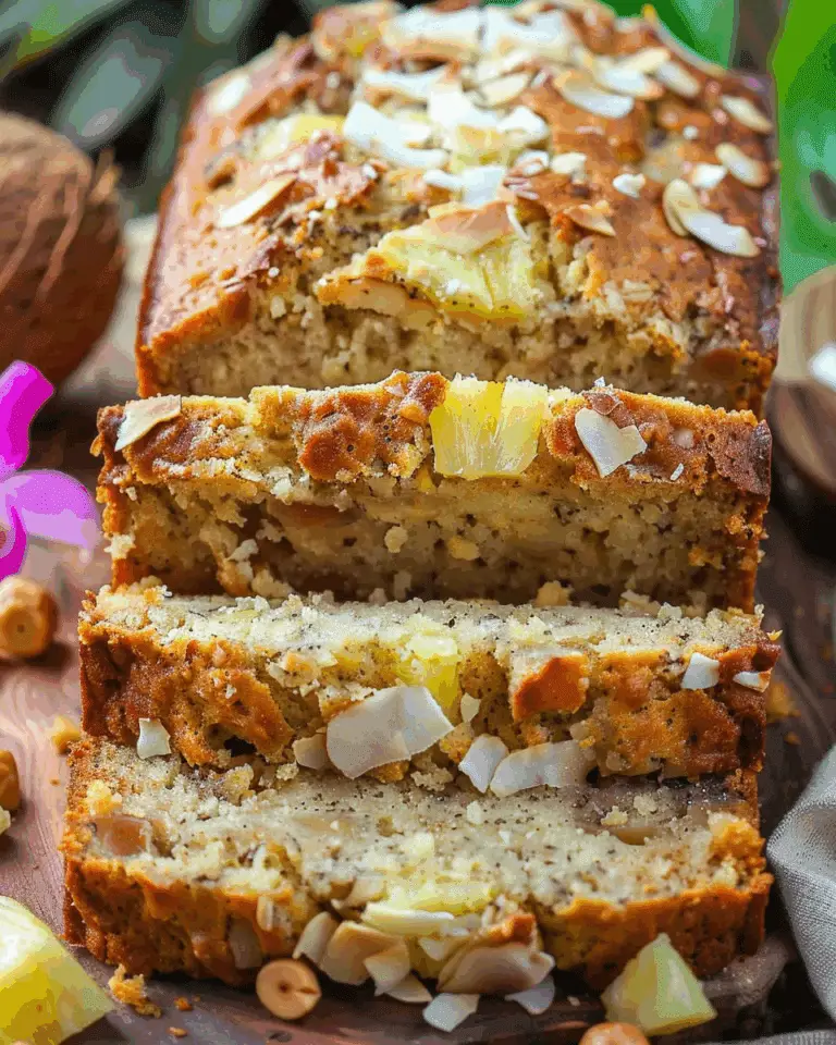 Hawaiian Banana Bread with Pineapple, Coconut & Macadamia Nuts
