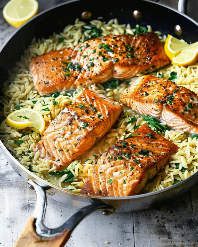 One Skillet Salmon with Lemon Orzo