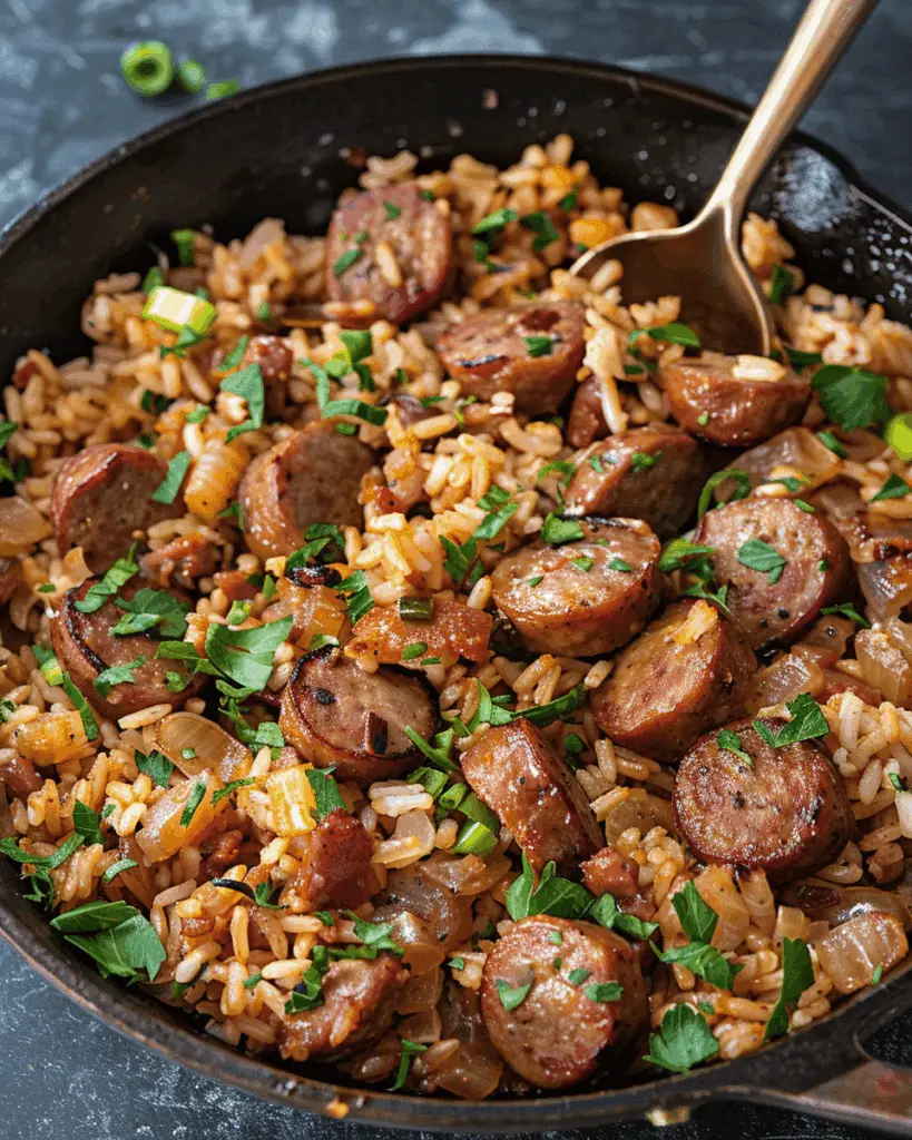 Sausage, Pepper, and Rice Skillet