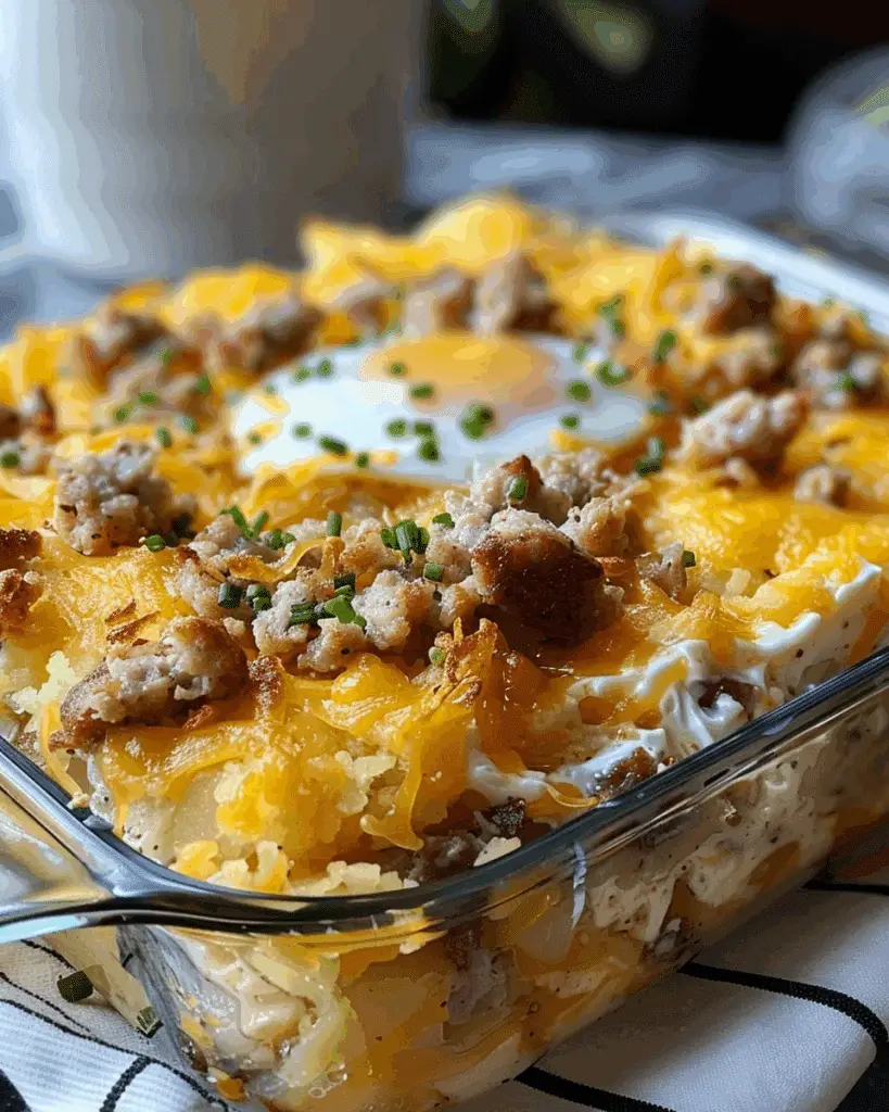 Sausage, Egg, and Cream Cheese Hashbrown Casserole