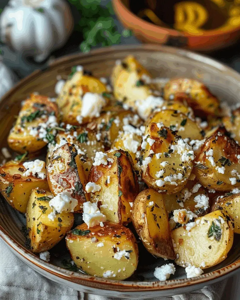 Roasted Potatoes with Baked Feta and Garlic