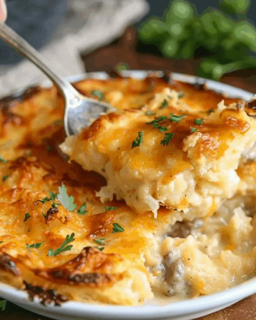 Biscuits & Gravy Hashbrown Casserole