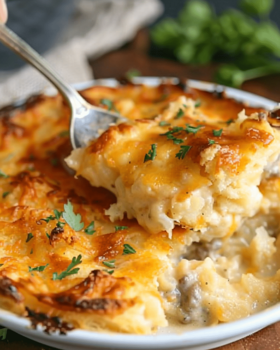 Biscuits & Gravy Hashbrown Casserole