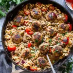 Greek Meatballs and Orzo Skillet