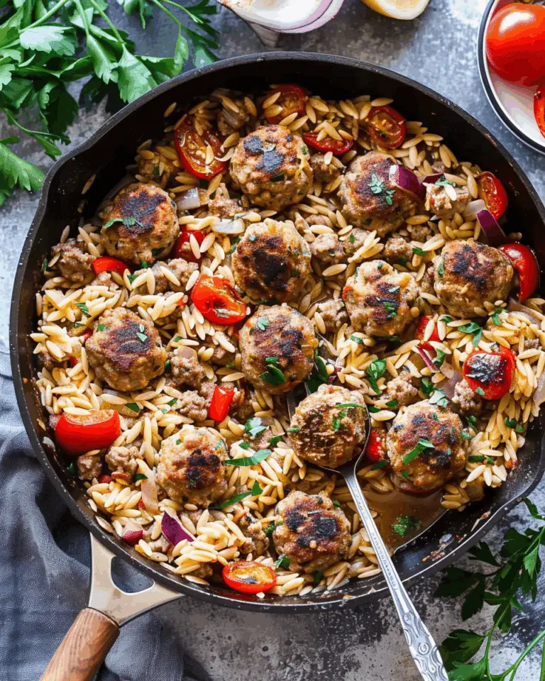 Greek Meatballs and Orzo Skillet