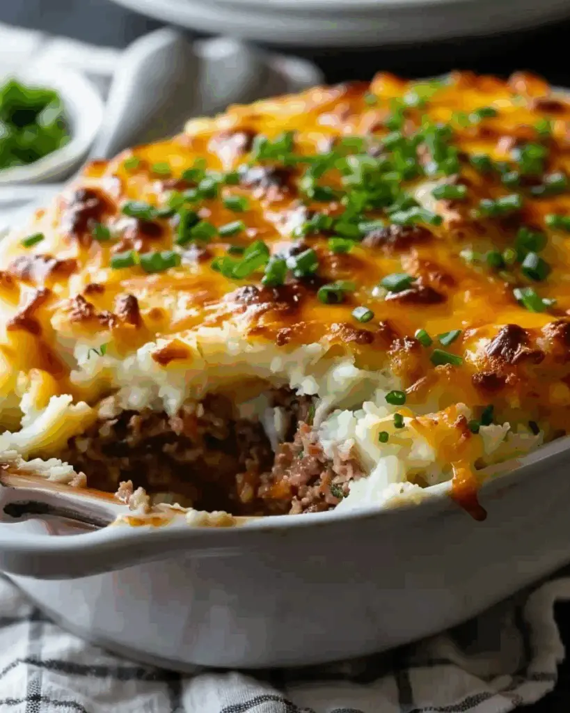 Loaded Mashed Potato Meatloaf Casserole