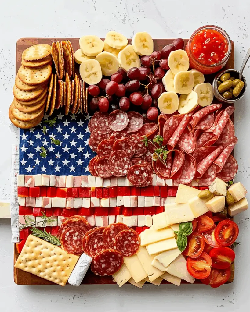 American Flag Charcuterie Board for Fourth of July