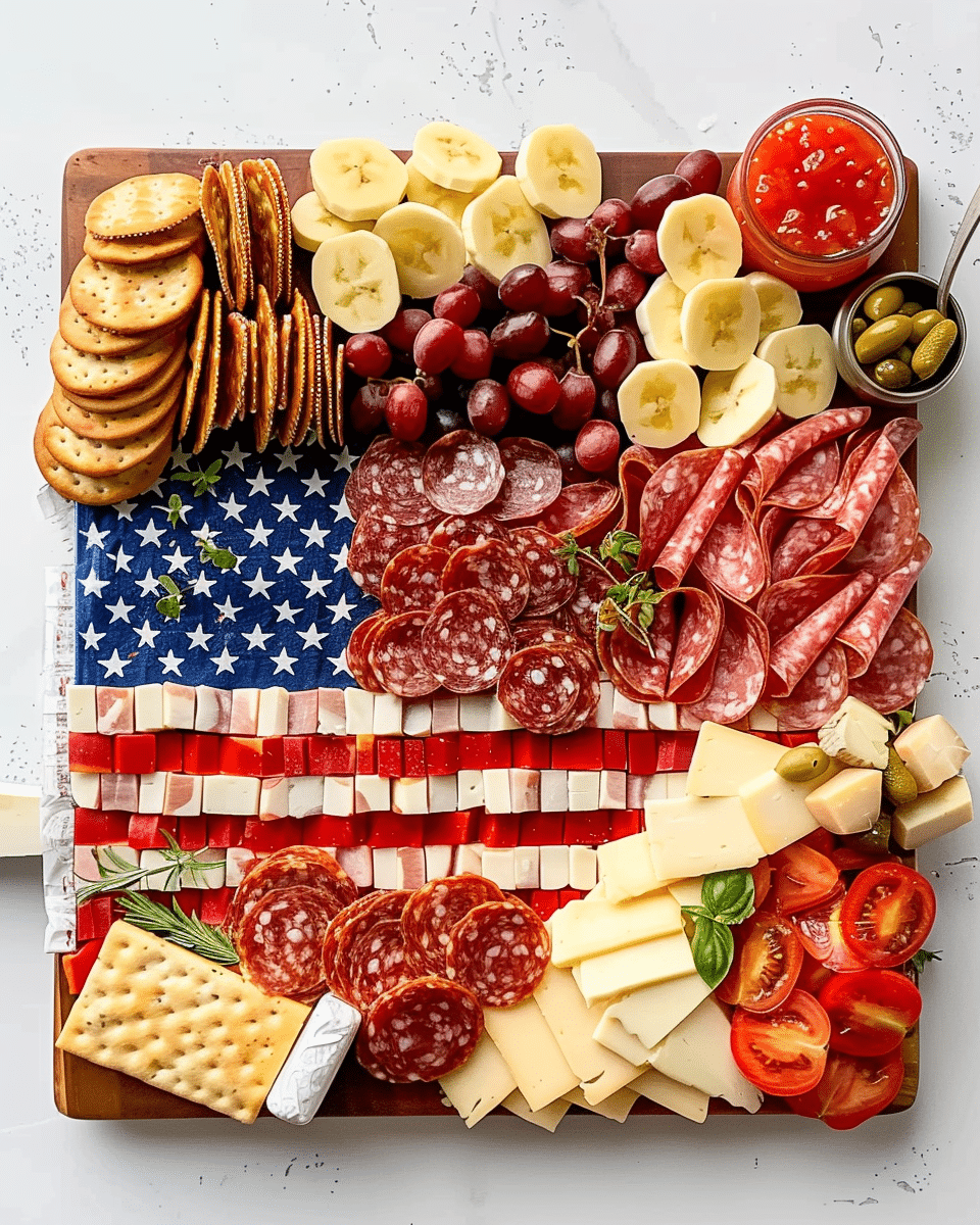 American Flag Charcuterie Board for Fourth of July
